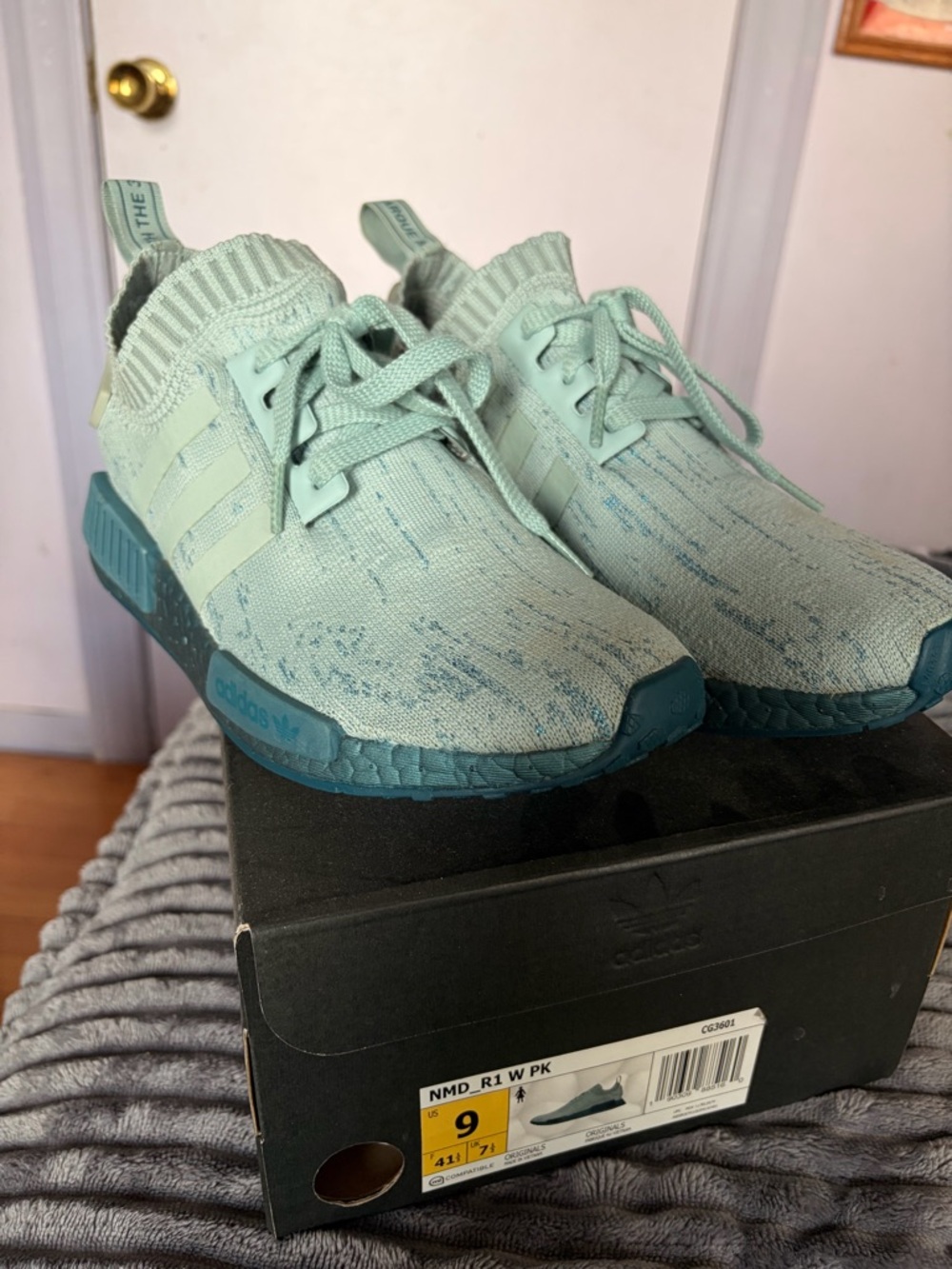 adidas Mint and Teal Knit NMD_R1 Sneakers
